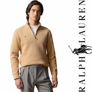 POLO RALPH LAUREN Estate Rib Teens Beige Quarter Zip Long Sleeve Pullover Size L